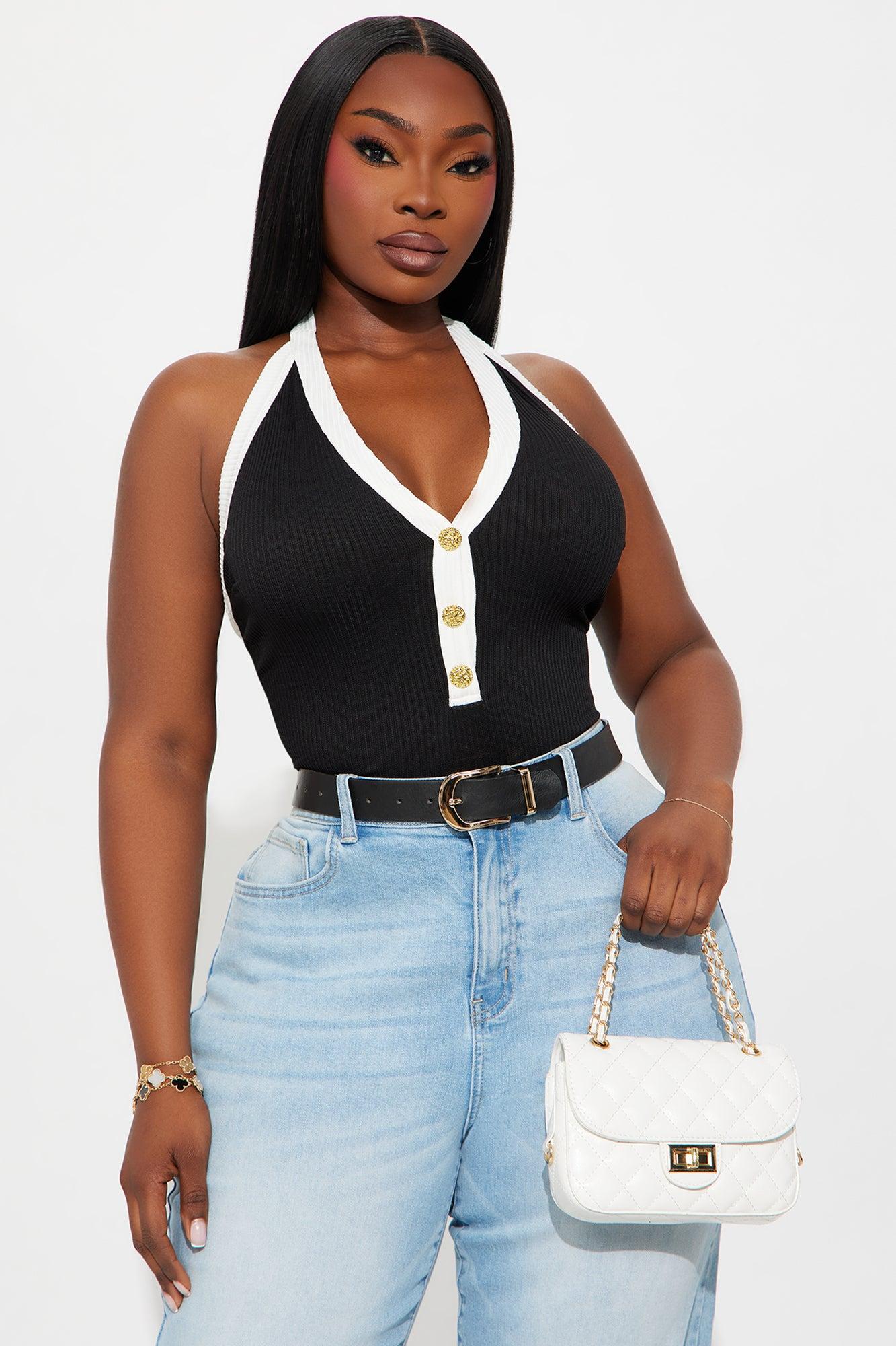 High Class Contrast Bodysuit - Black/White Female Product Image