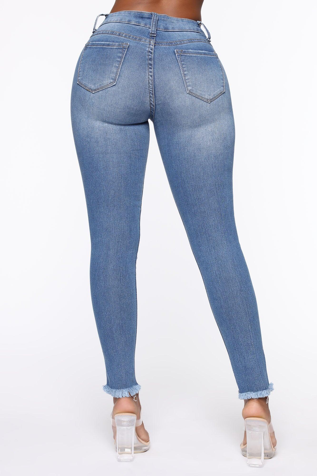 On The Fray Ankle Jeans - Medium Blue Wash Product Image