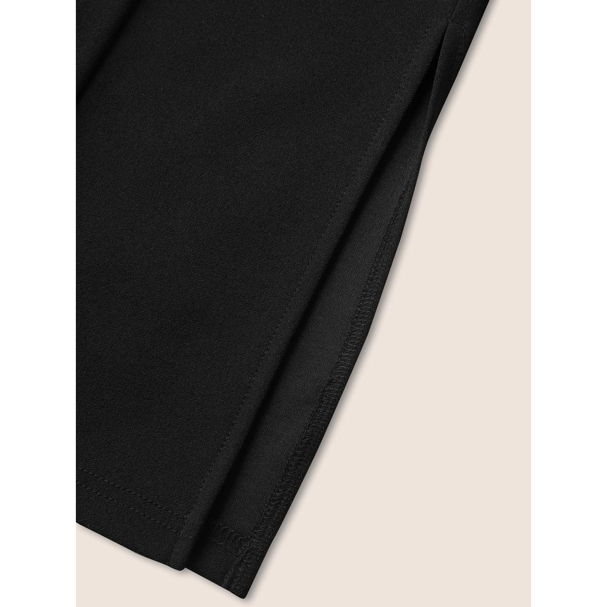 Plus Size Plain Split Hem Flare Leg Pants Women Black At the Office Flare Leg High Rise Work Pants BloomChic 28/5X Product Image