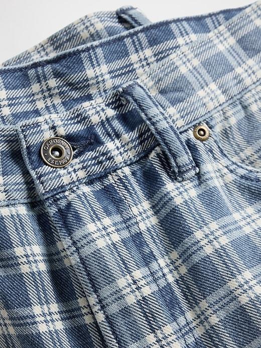'90s Loose Denim Plaid Shorts Product Image