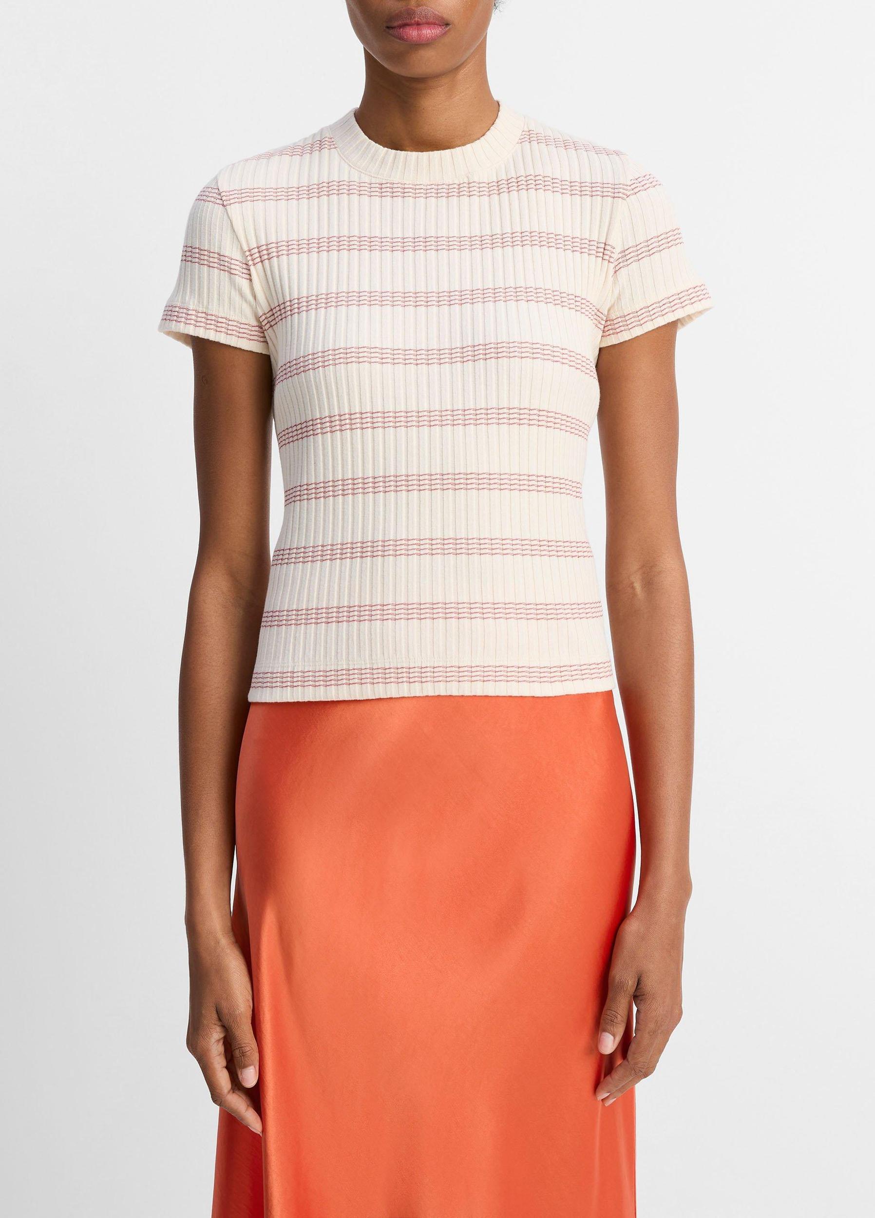 Striped Ribbed Cotton-Blend Top Product Image