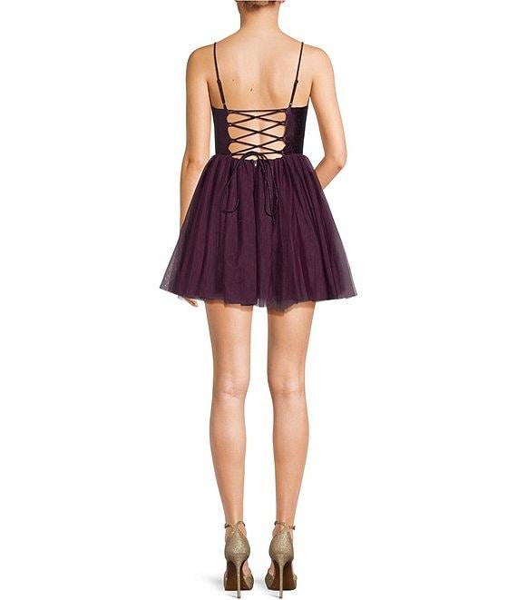 Honey and Rosie Round Neck Corset Inspired Lace Up Back Tulle Skirted Ballerina Dress Product Image