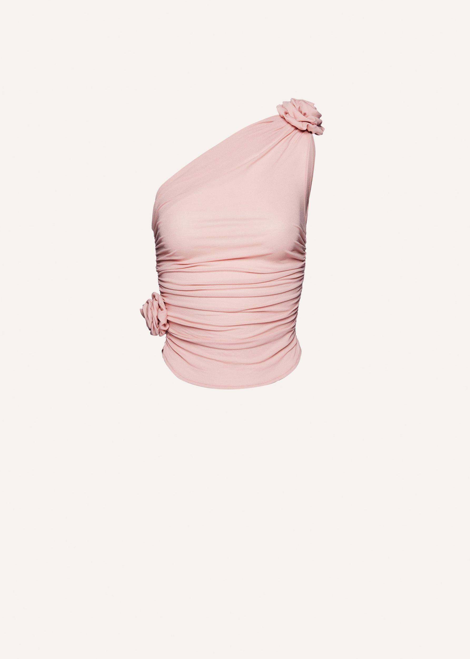 One-shoulder t-shirt in light pink Product Image