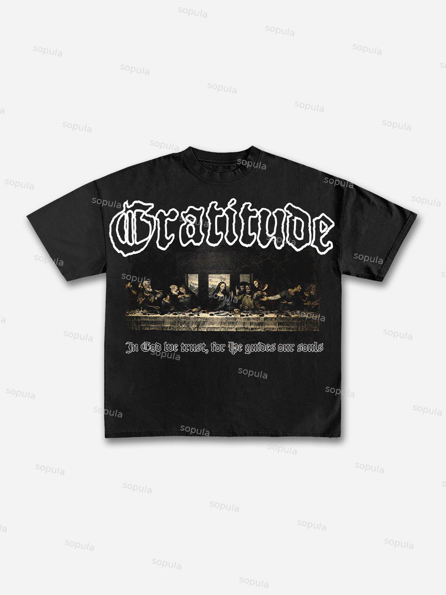 The Last Supper Vintage Graphic Cotton T-shirt Product Image