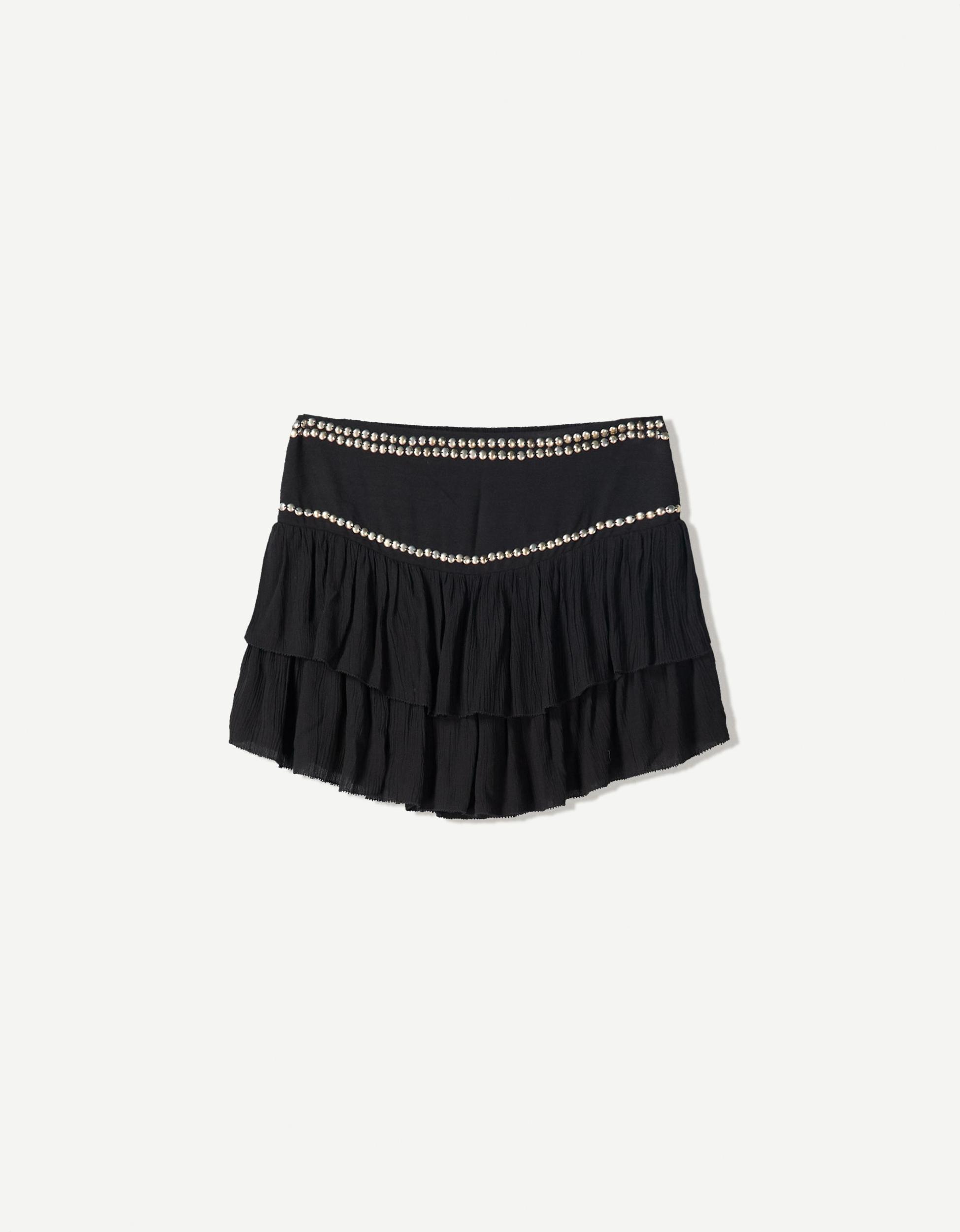 Studded ruffled mini skirt Product Image