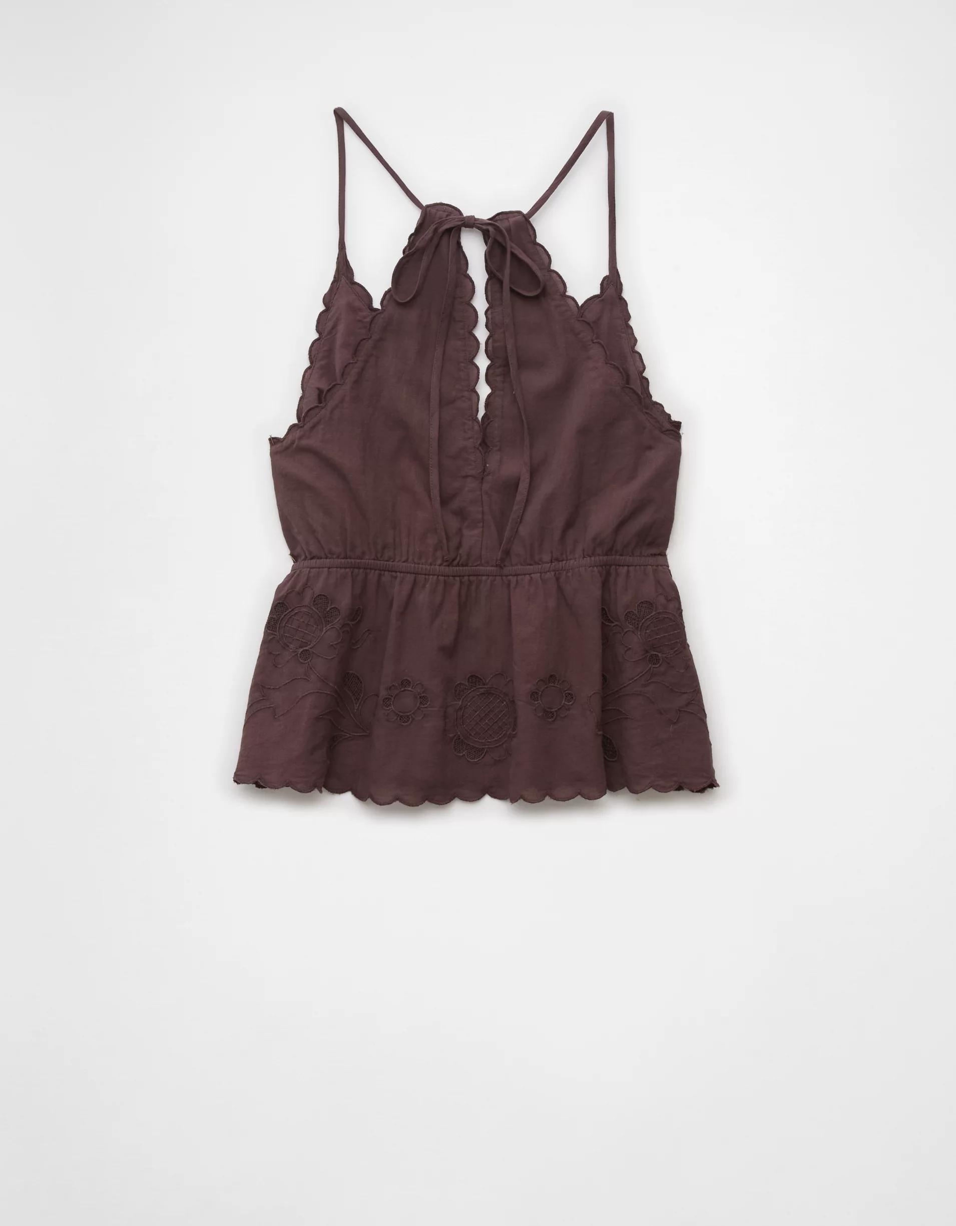 AE V-Neck Embroidered Halter Top Product Image