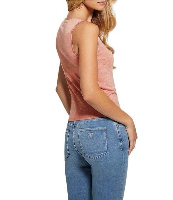 Guess Sleeveless Janine Rhinestone Allover Print Knit Top Product Image