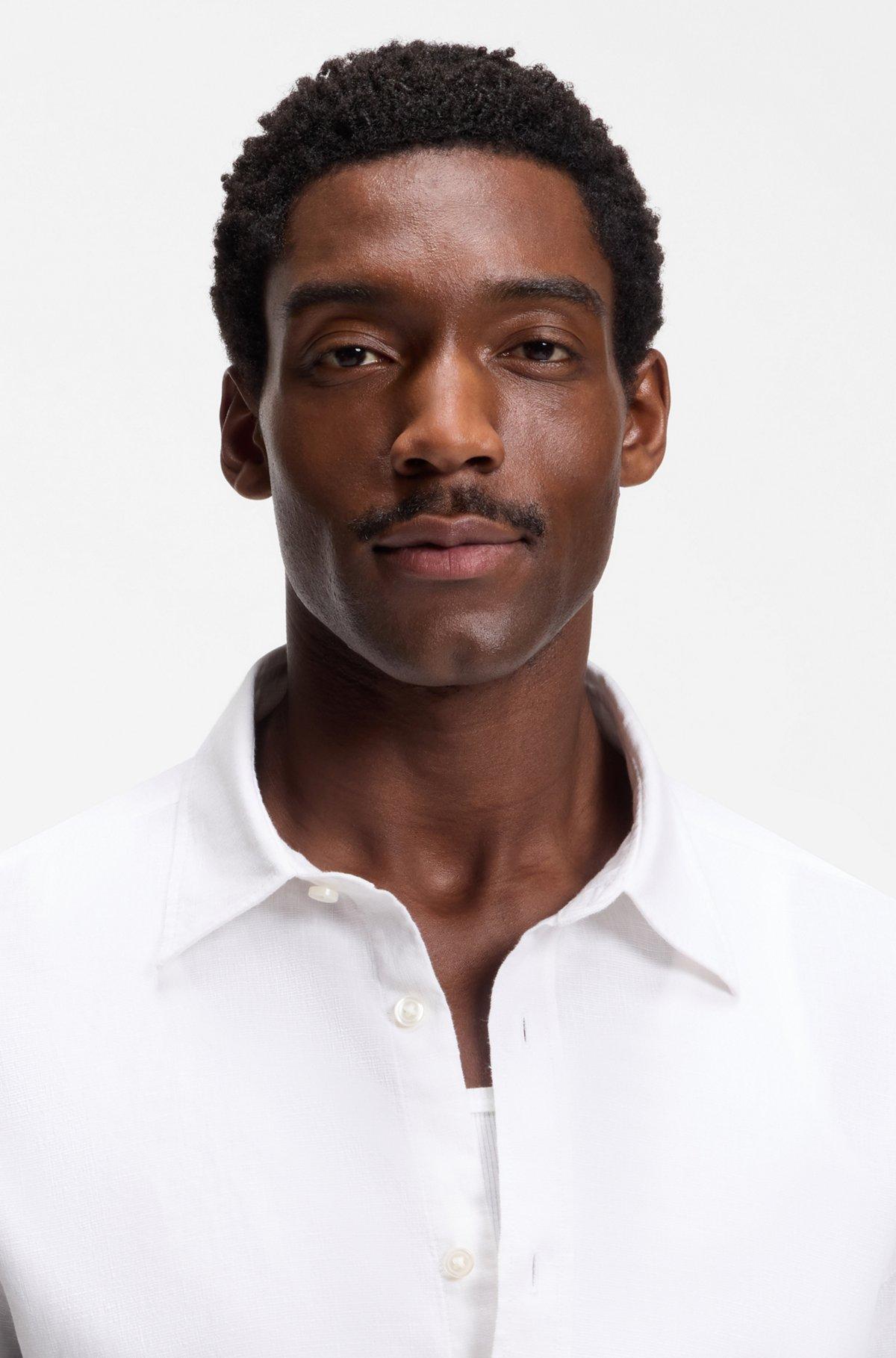 Slim-fit shirt in stretch linen Product Image