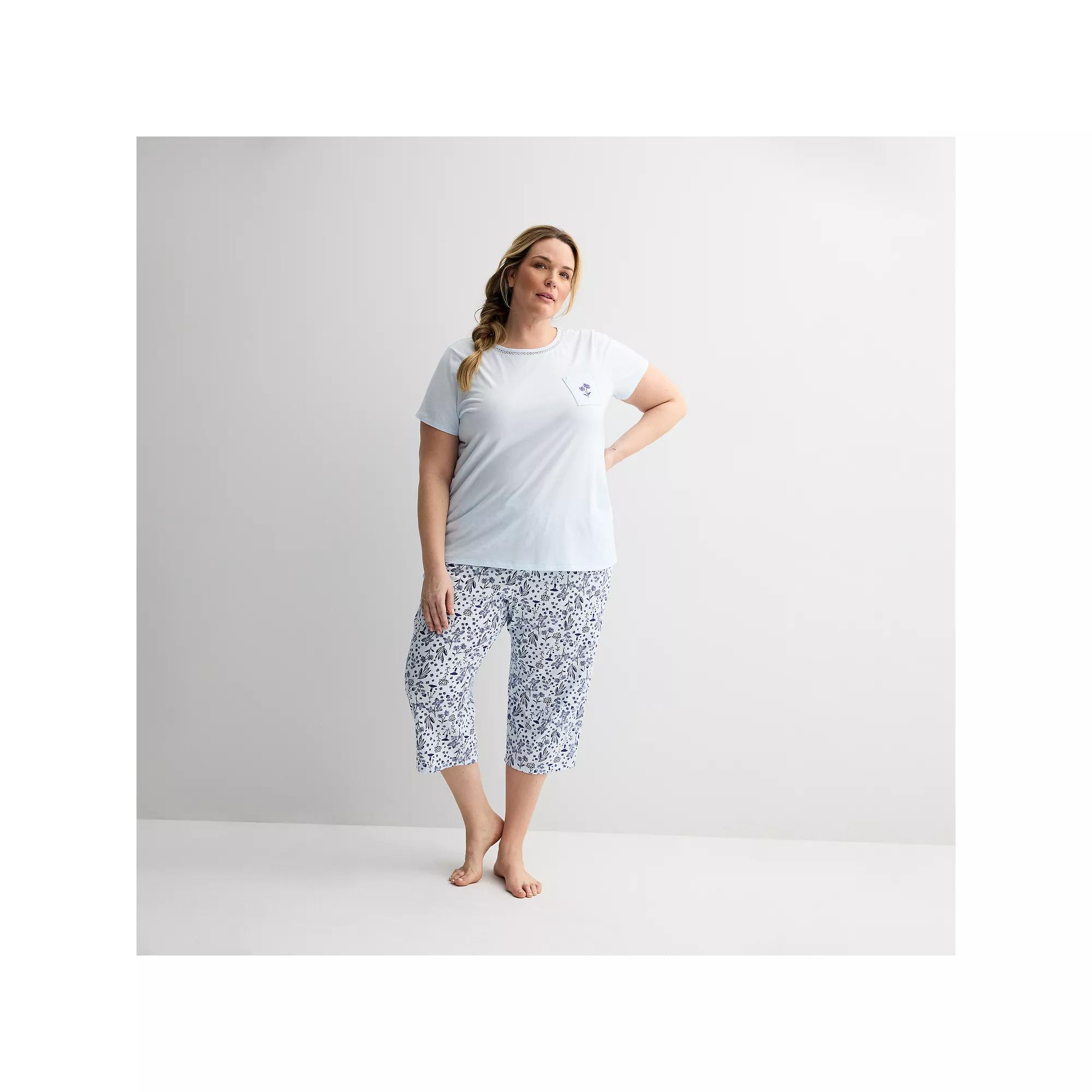 Plus Size Croft & Barrow® Mom's Day Pocket Sleep Set, Women's, Size: 4XL, Lovely Daisies Product Image