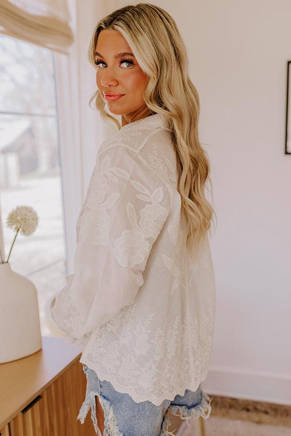 Sweet Aroma Embroidered Button Up in Cream Product Image