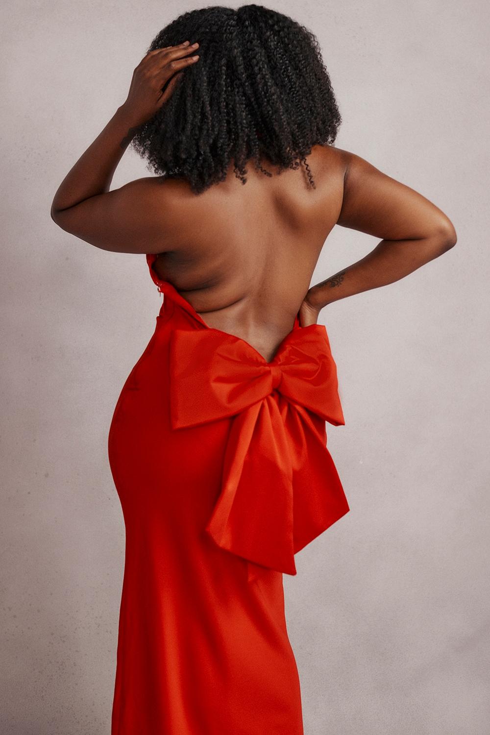 Ilaria  red bow halter dress Product Image