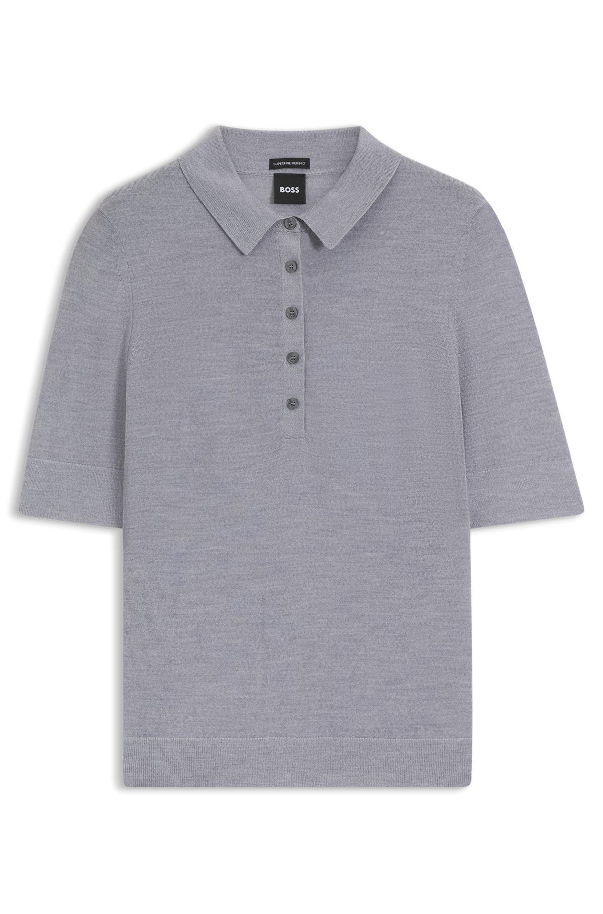 Merino-wool polo sweater with five-button placket Product Image