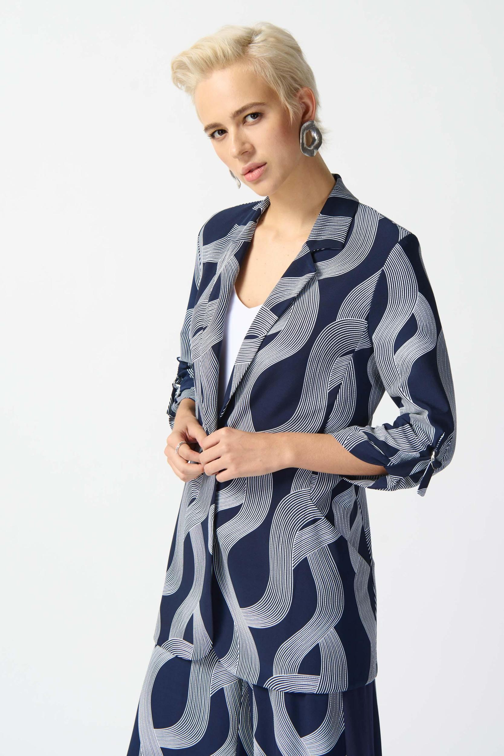 Silky Knit Abstract Print Boxy Blazer Product Image
