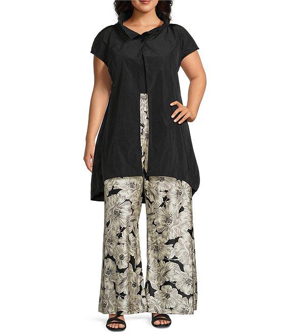 Bryn Walker Plus Osca Biachi Neri Knit Flat Front Wide Leg Pull-On Pants Product Image