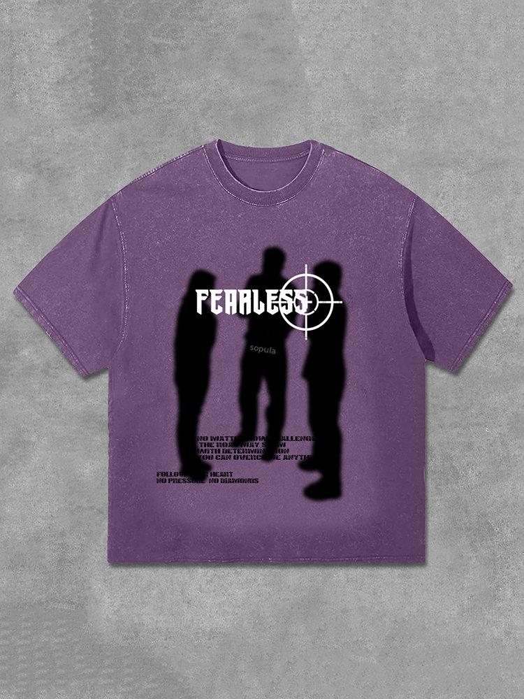 Sopula Fearless Blurred Street Portrait Graphic Print Acid Washed T-Shirt Product Image