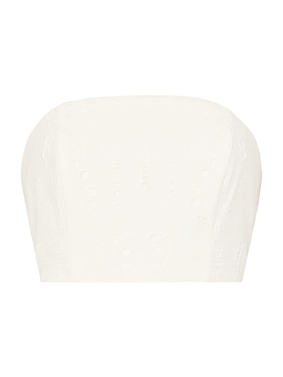 Womens Butterfly Eyelet Strapless Crop Top Product Image