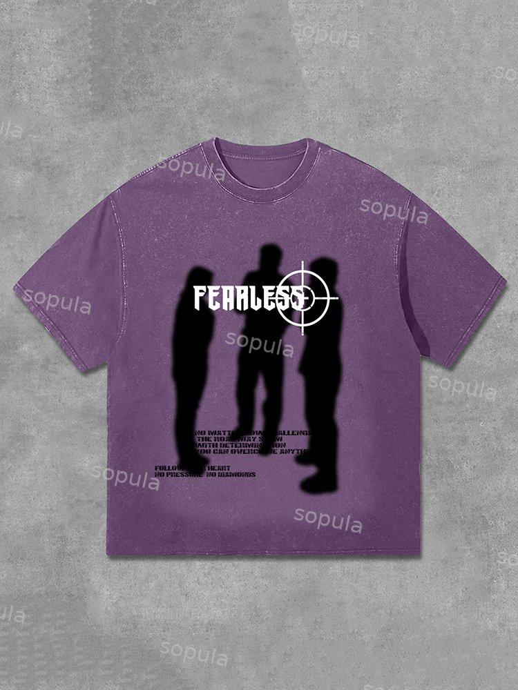 Sopula Fearless Blurred Street Portrait Graphic Print Acid Washed T-Shirt Product Image