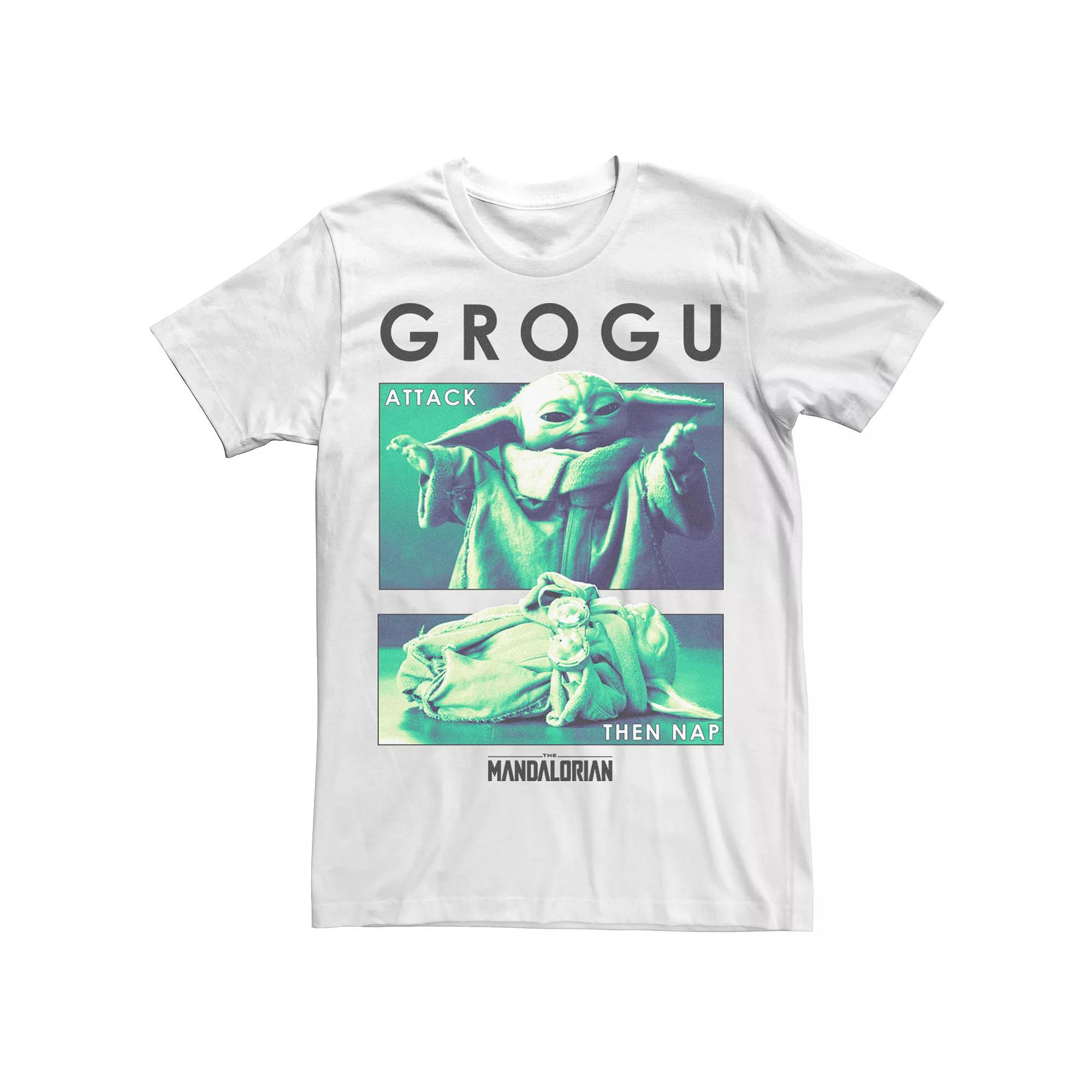 Men's Star Wars: The Mandalorian Grogu Attack Then Nap R14 Tee, Size: Small, White Product Image
