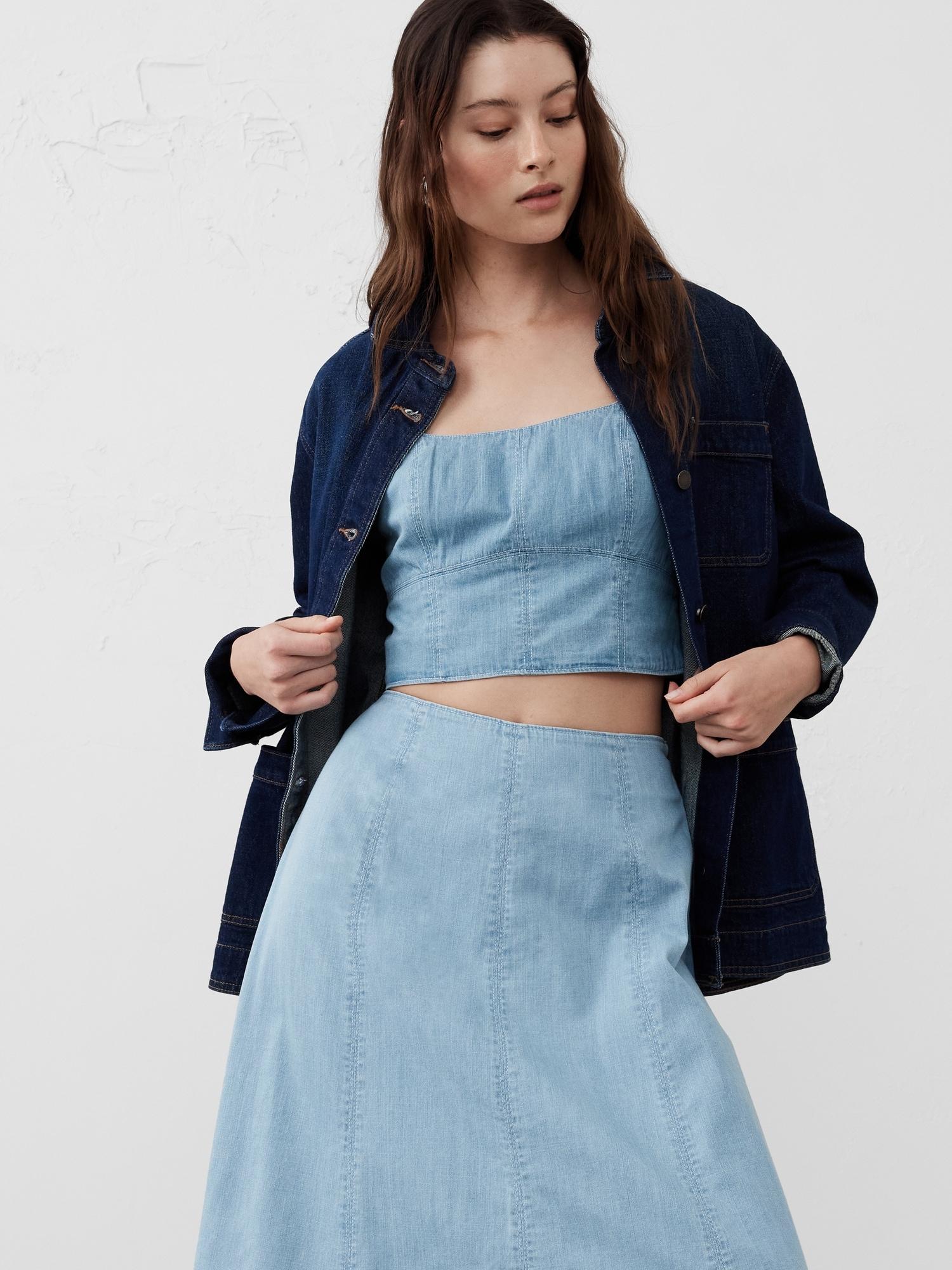 Linen-Blend Square-Neck Bustier Product Image