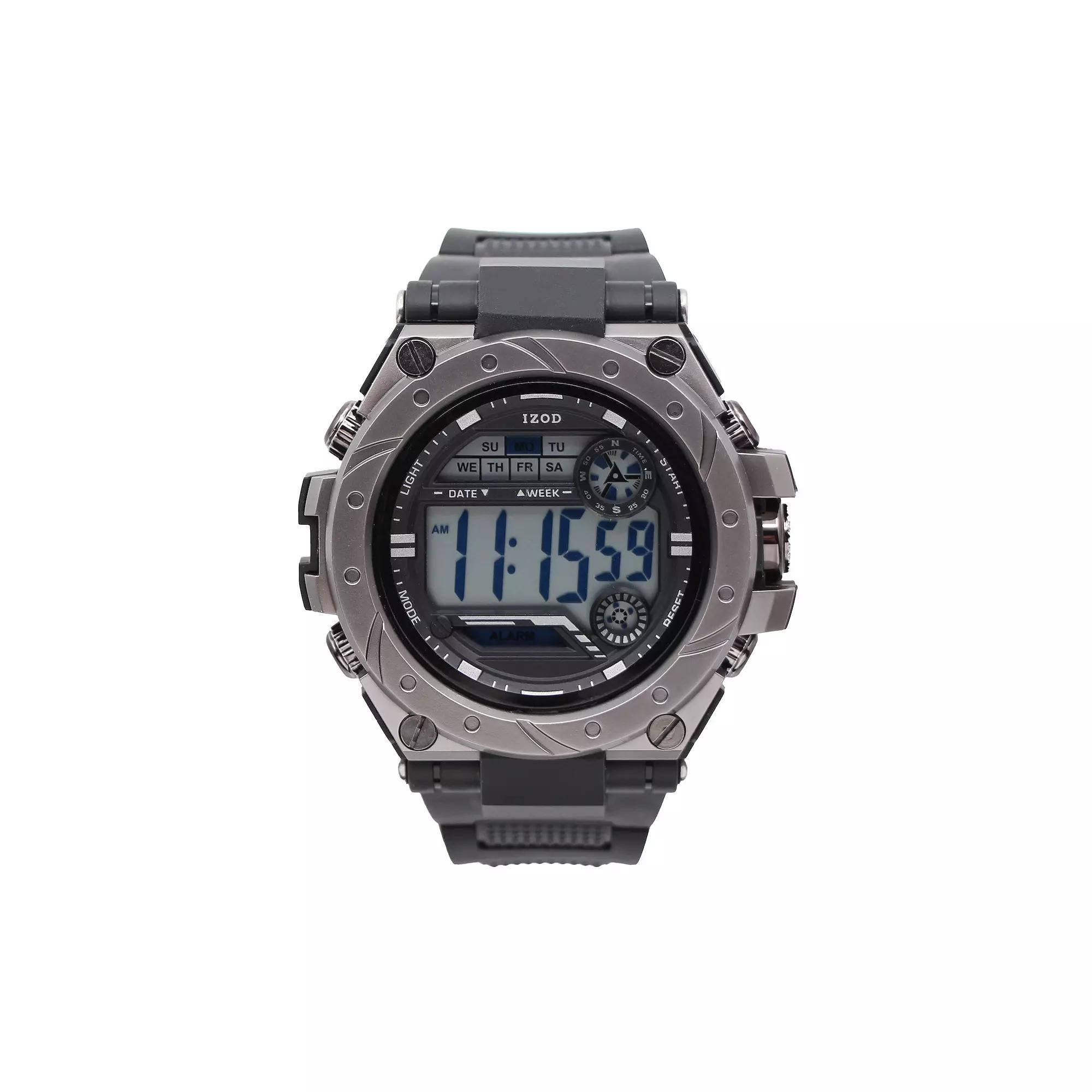 IZOD Men's Black Digital Watch with Black Silicone Strap - IZO7067KL Product Image