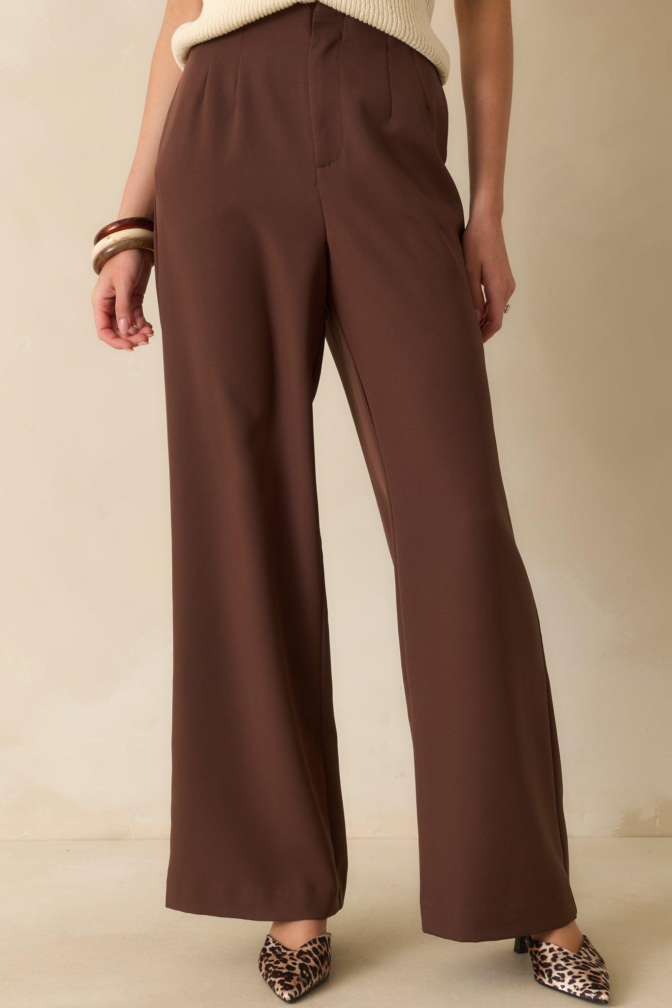 Making A Change Chocolate Brown High Waisted Wide Leg Pants Product Image