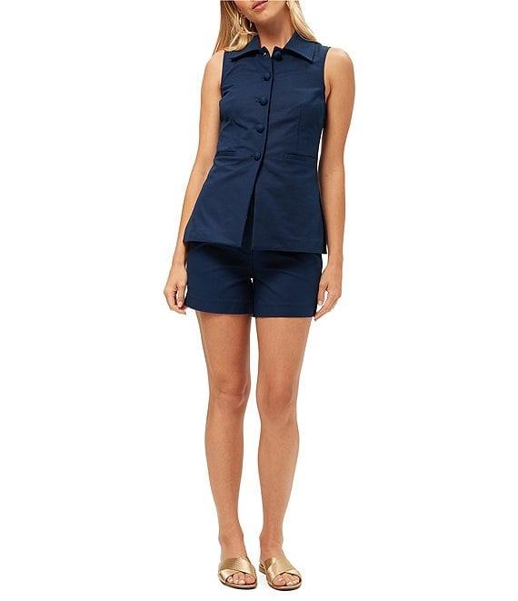 Trina Turk Follow Through Point Collar Sleeveless Top Product Image