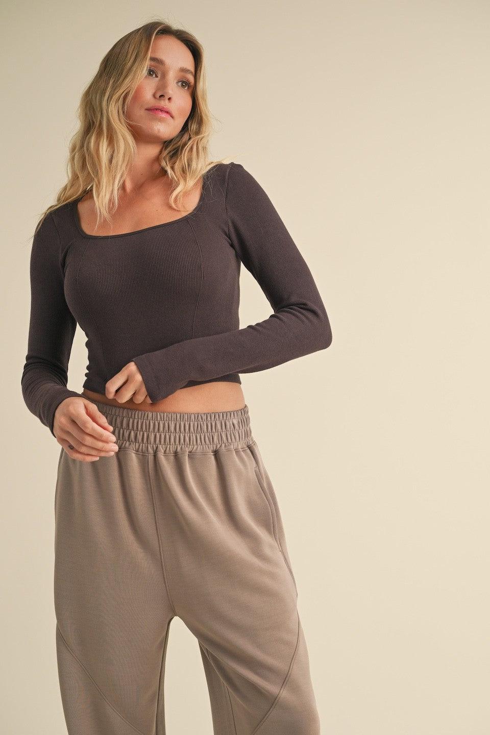 Square Neck Long Sleeve Top Product Image