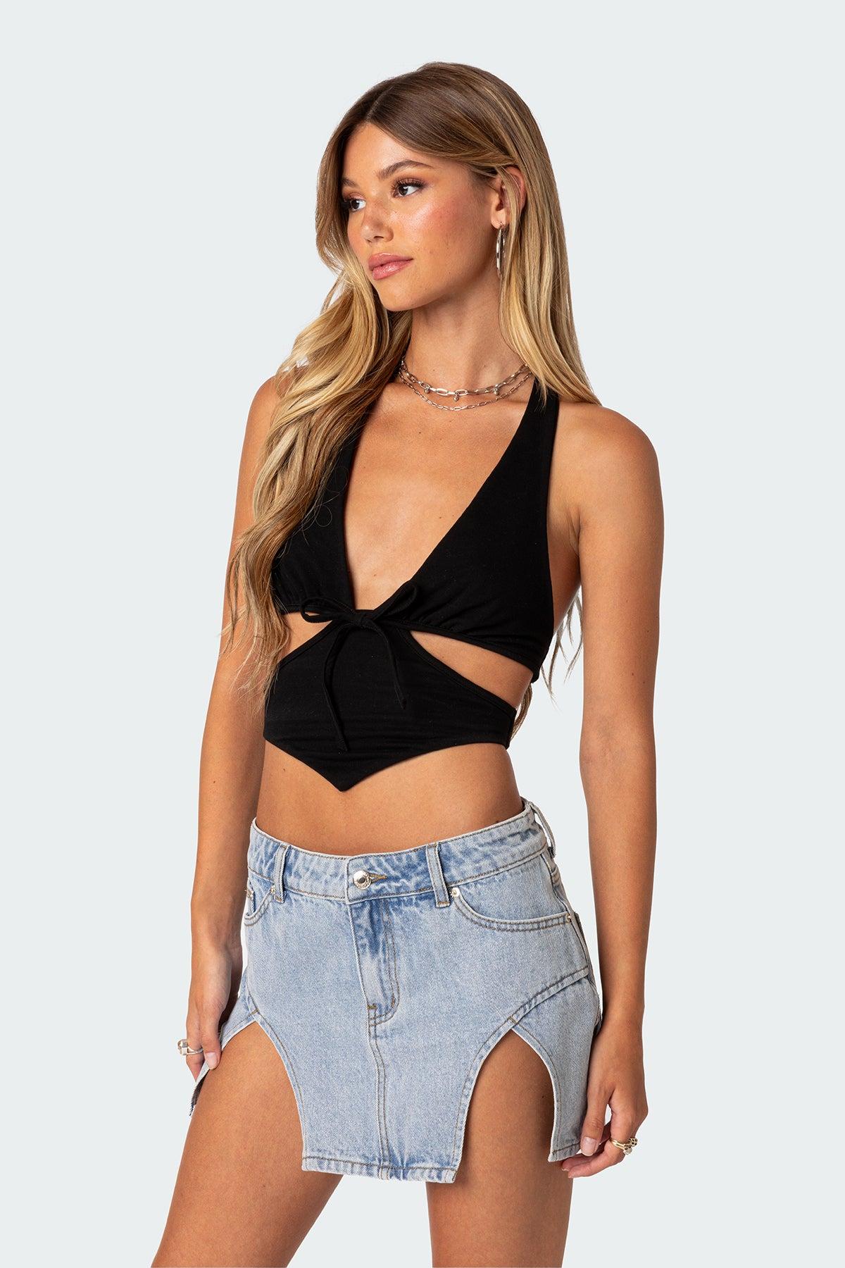 Cady Tie Front Cut Out Top Product Image