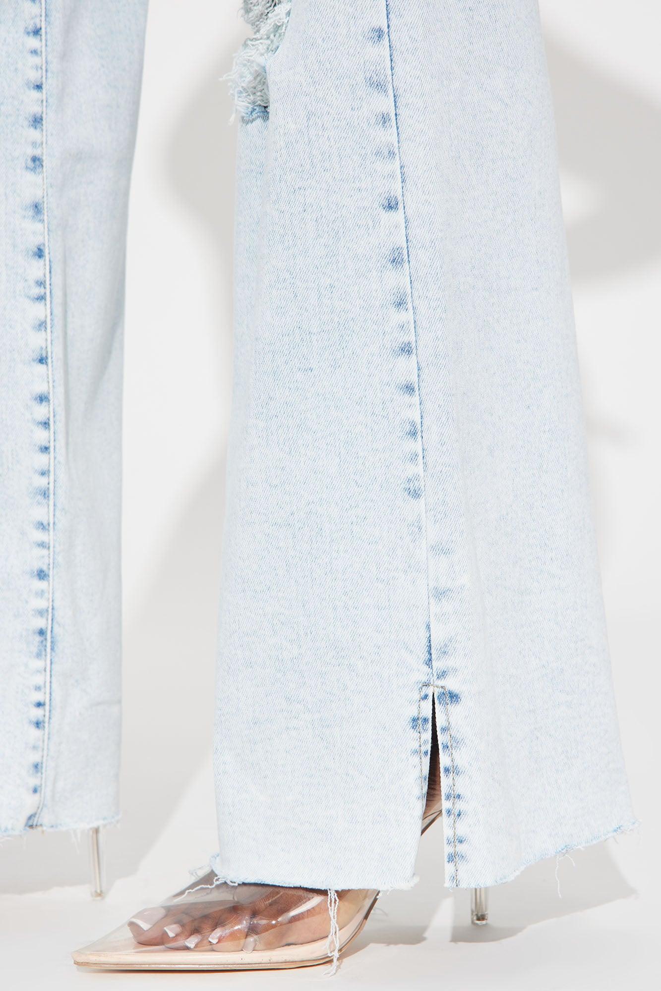 Doubling Down Ripped Flare Jeans - Light Wash Product Image