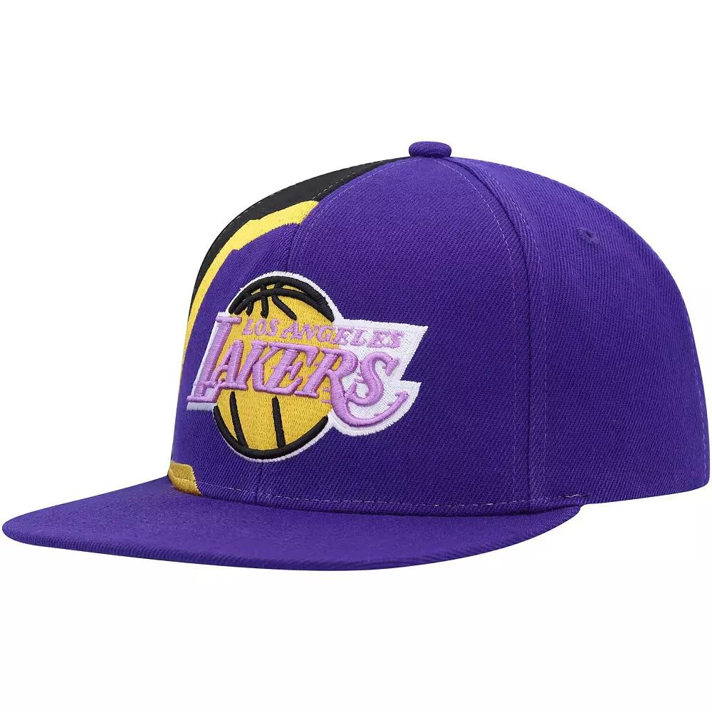 Men's Mitchell & Ness Purple Los Angeles Lakers Hardwood Classics Retroline Snapback Hat Product Image