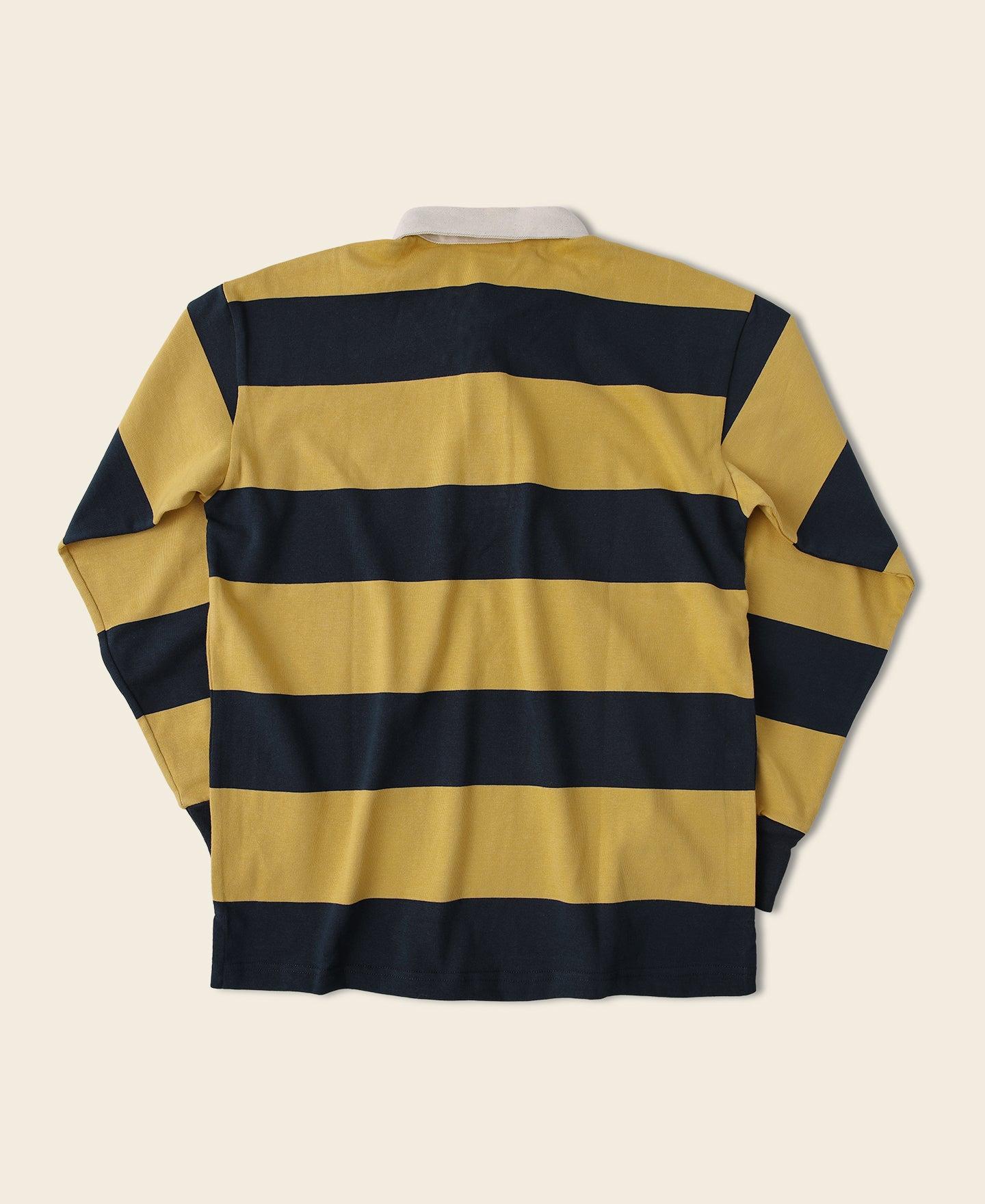 Classic Fit Striped Jersey Rugby Shirt - Yellow/Navy Product Image