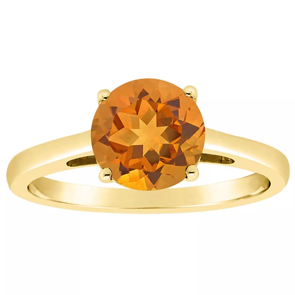Alyson Layne 14k Gold Round Citrine Solitaire Ring, Women's, Size: 8 Product Image