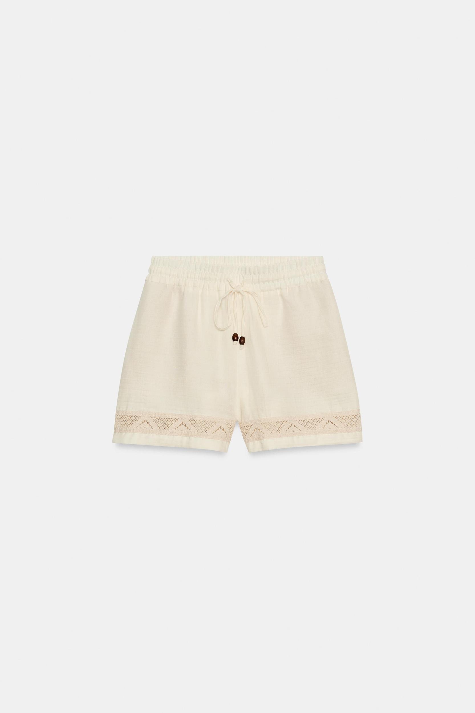 EMBROIDERED ELASTIC WAIST SHORTS Product Image