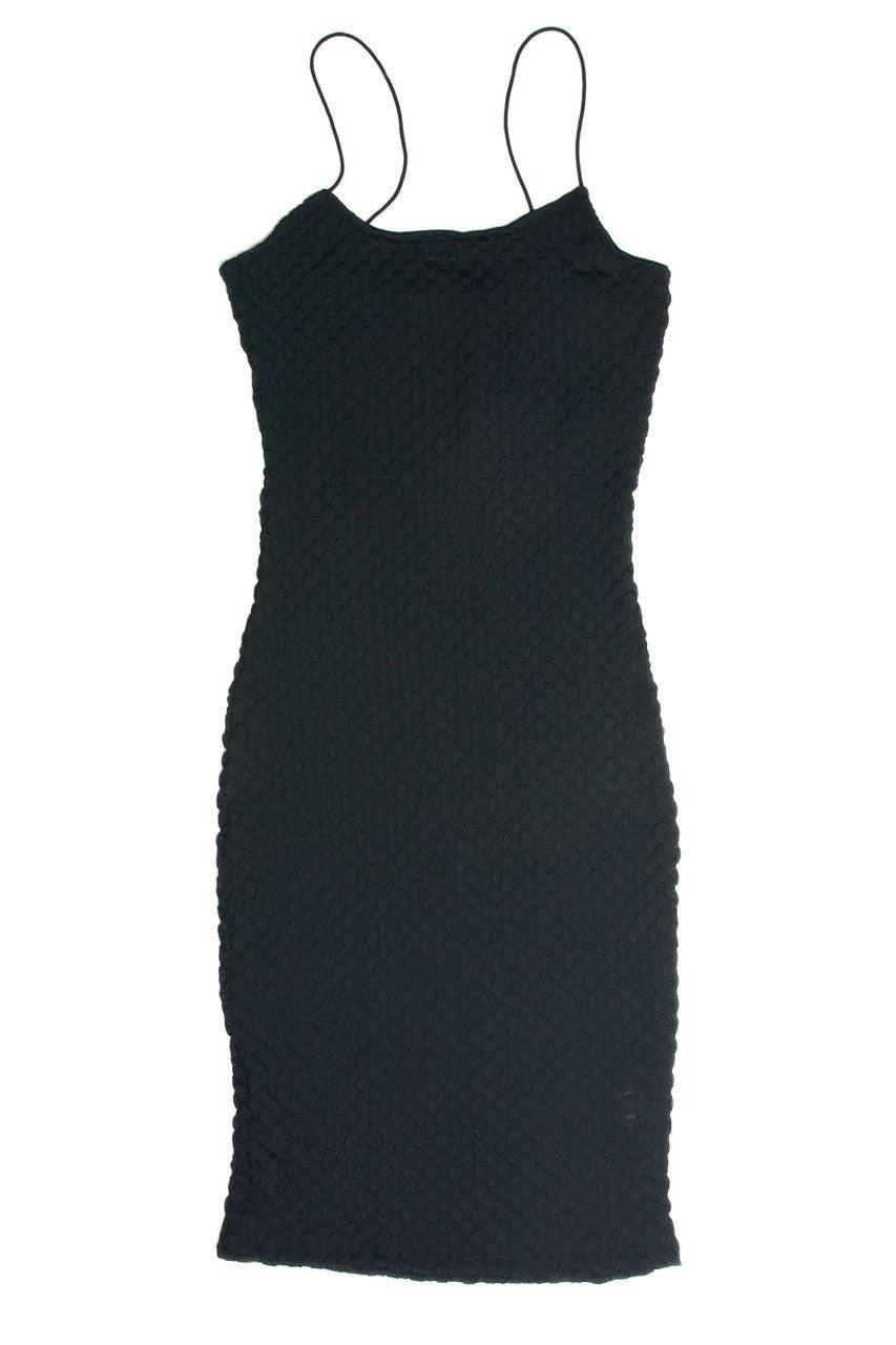 Black Bubble Knit Cami Dress Product Image