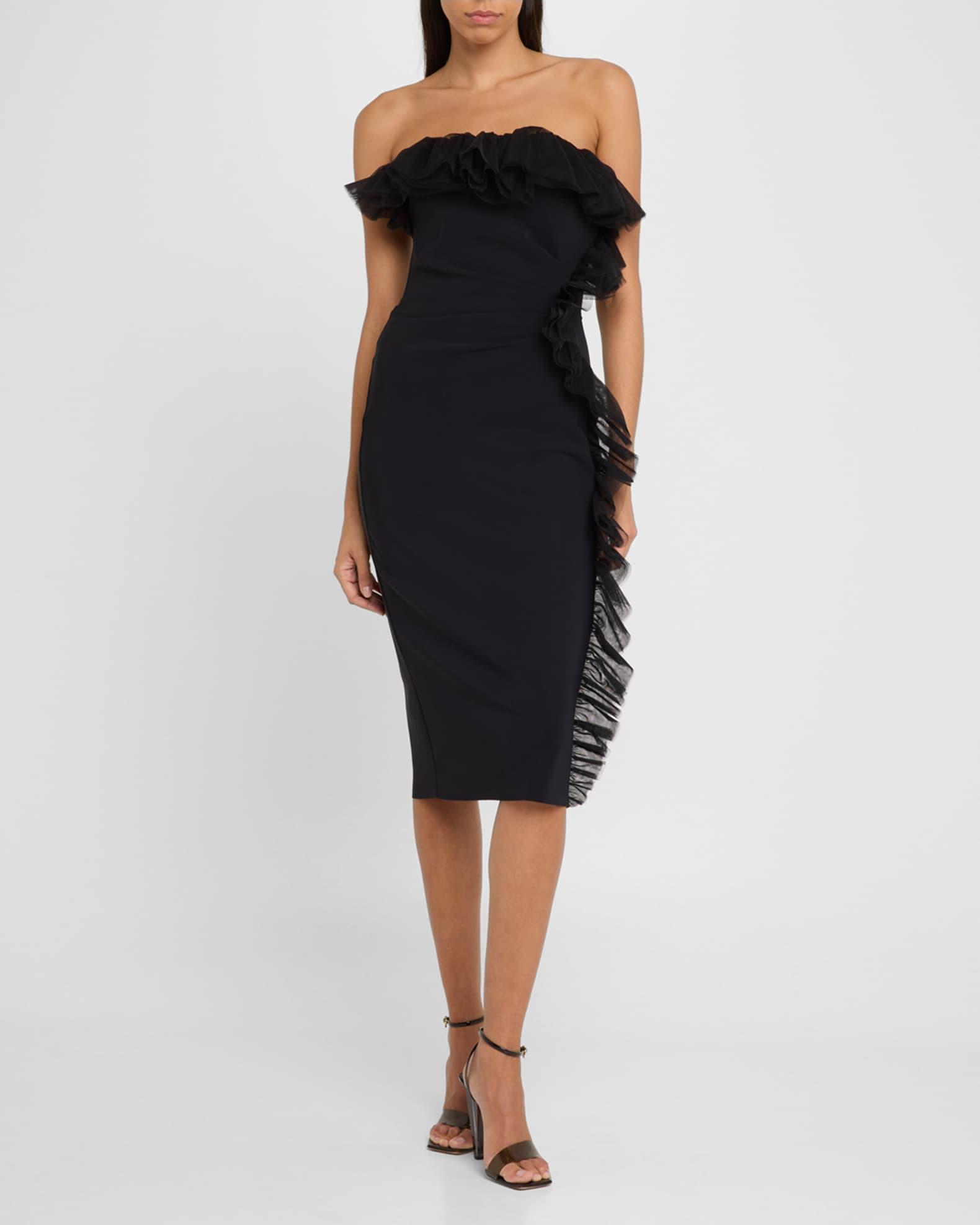 Strapless Ruffle-Trim Bodycon Dress Product Image