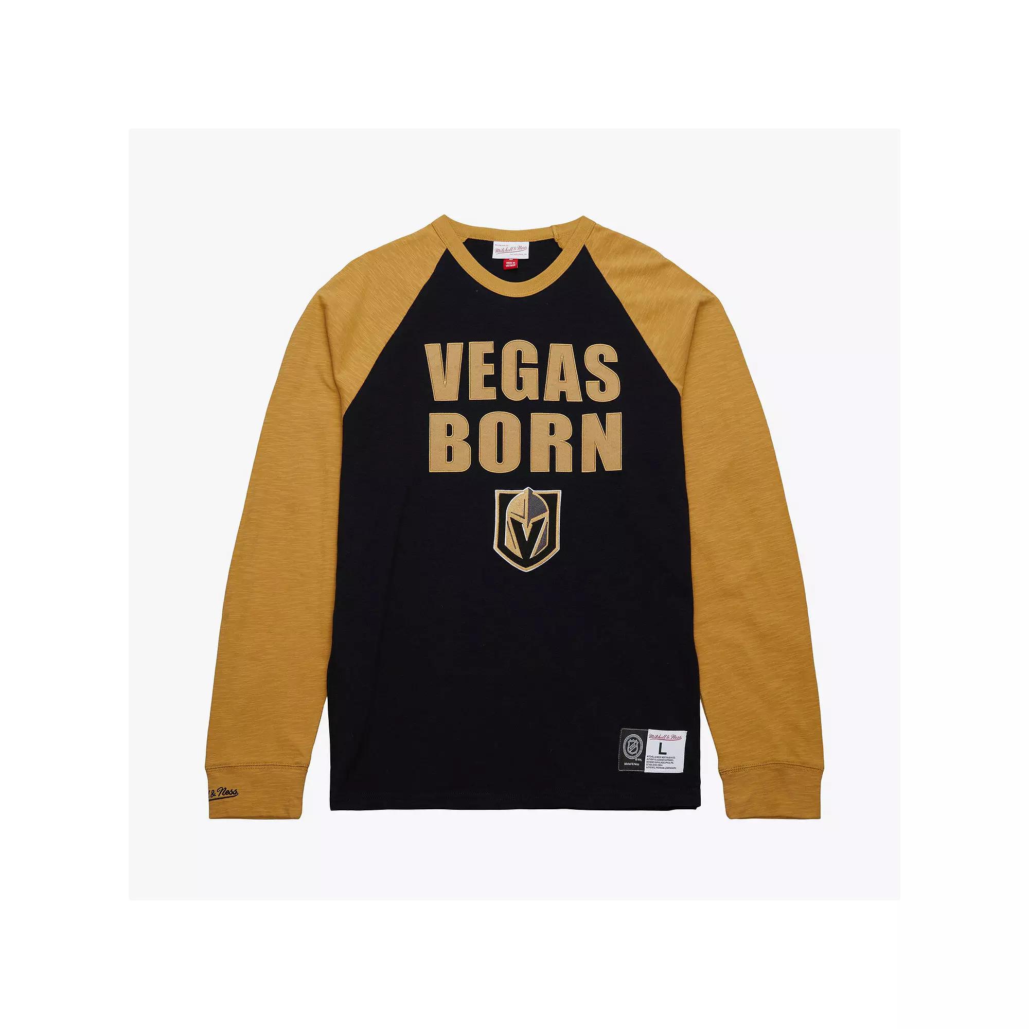 Men's Mitchell & Ness  Black/Gold Vegas Golden Knights Legendary Slub Raglan Long Sleeve T-Shirt, Size: 2XL, Lvk Black Product Image