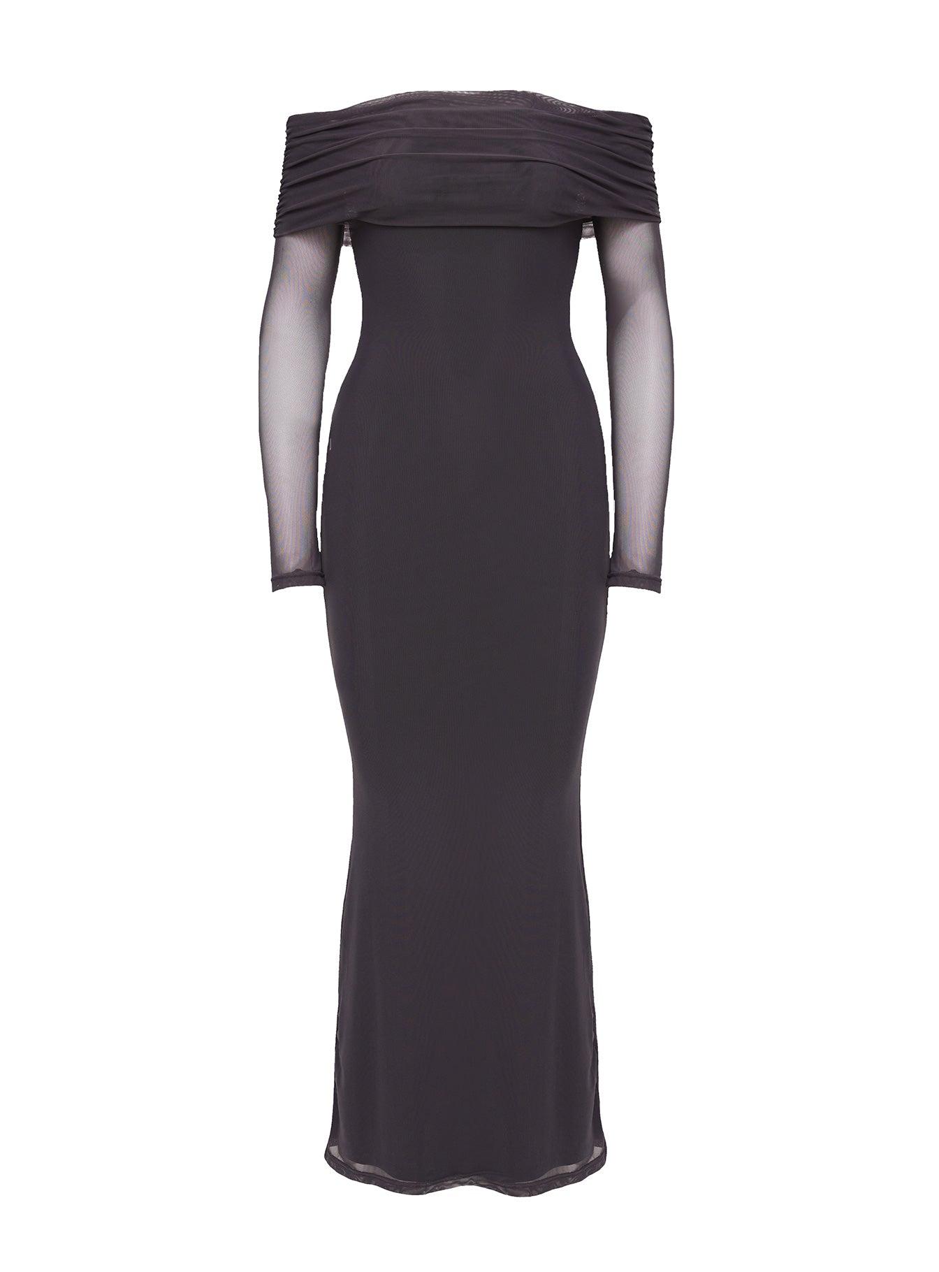 Saywell Off The Shoulder Maxi Dress Charcoal Product Image