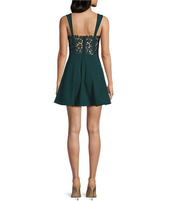 City Vibe Sweetheart Neck Sleeveless Illusion Lace Back Fit And Flare Dress Product Image