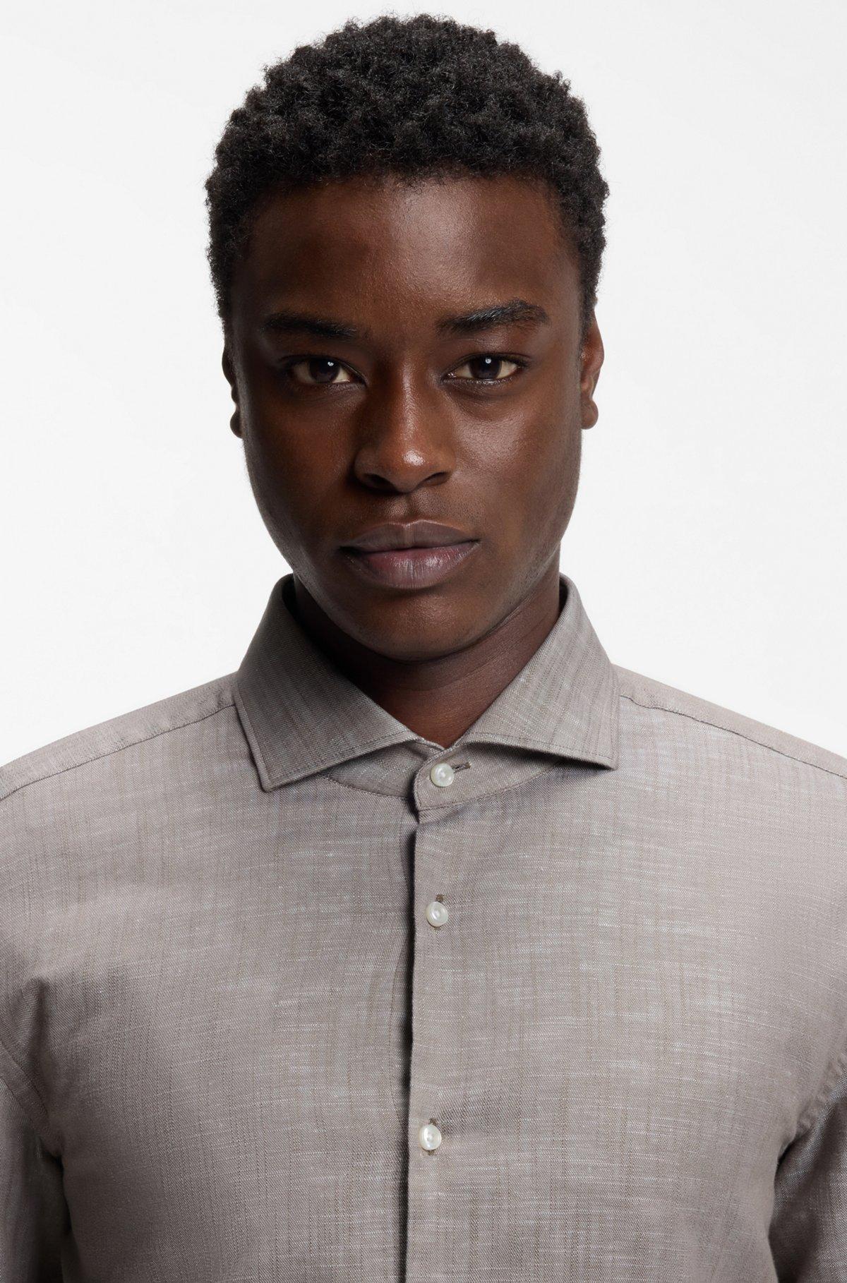 Slim-fit shirt in cotton and linen Product Image