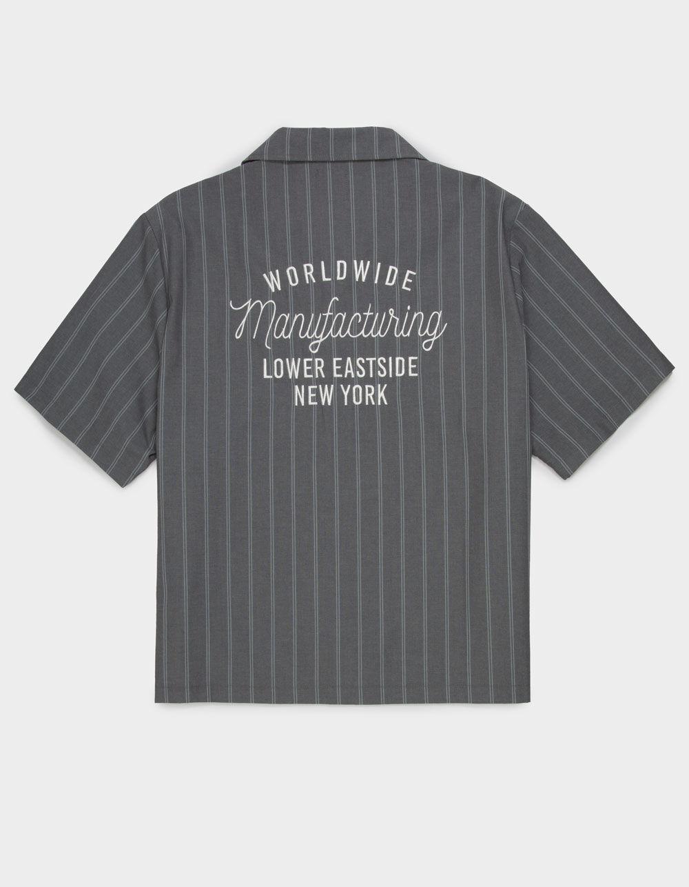 RSQ Mens Embroidered Stripe Button Up Shirt - DARK GRAY Product Image