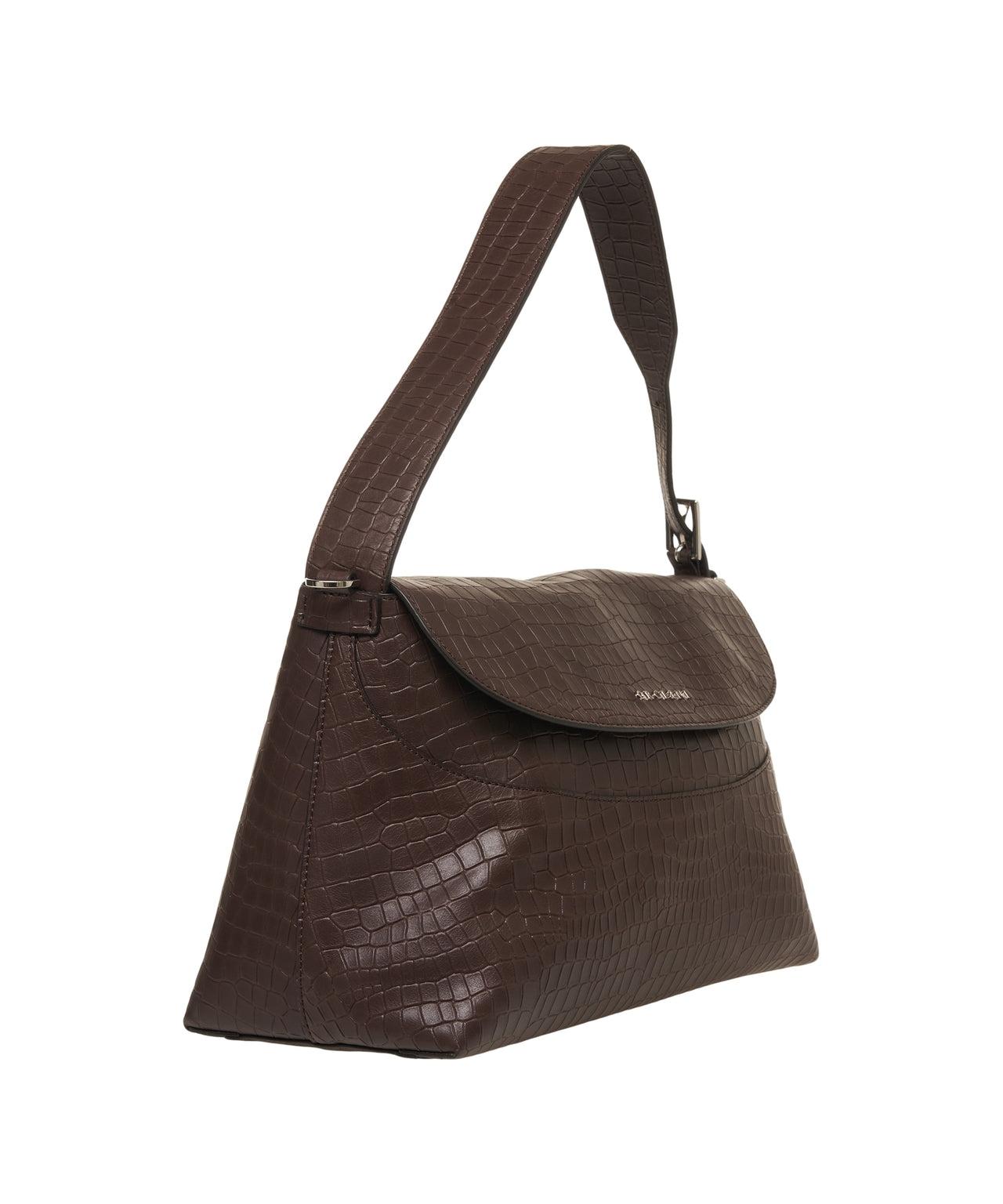 Leather shoulder bag in croco look Product Image