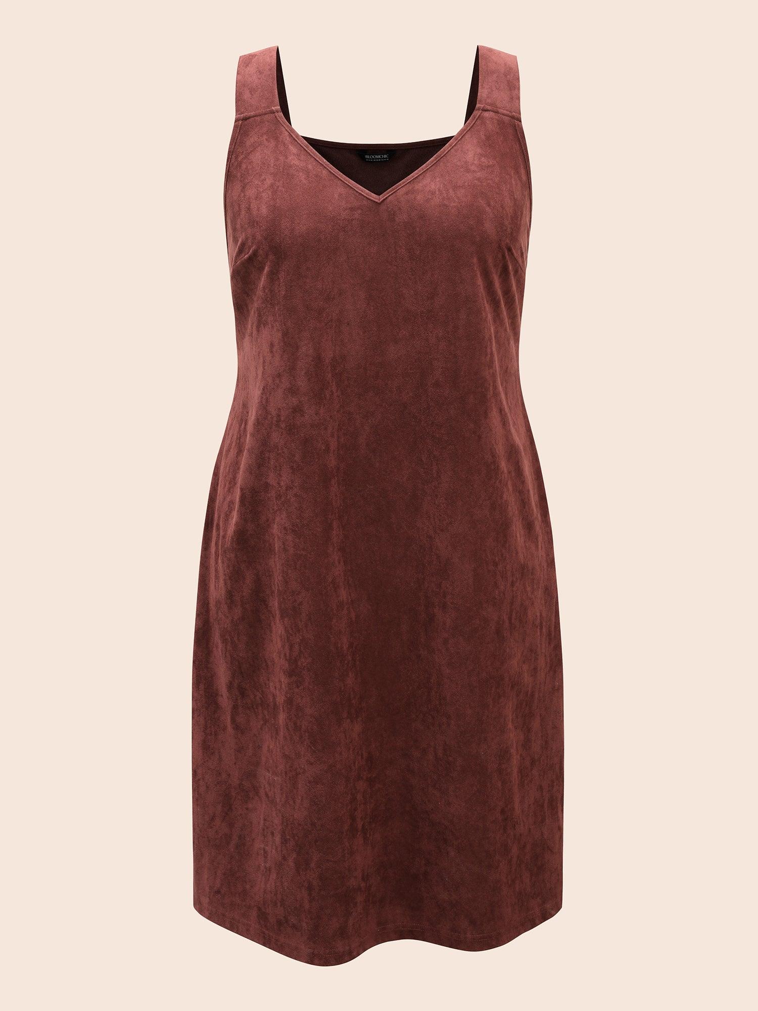 Faux Suede Pocket Overall Dress Female Product Image