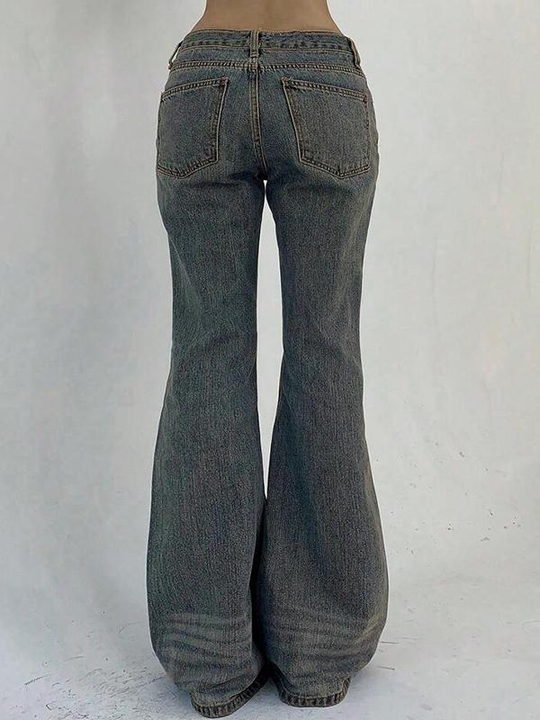 Vintage Washed Look Flare Jeans Product Image