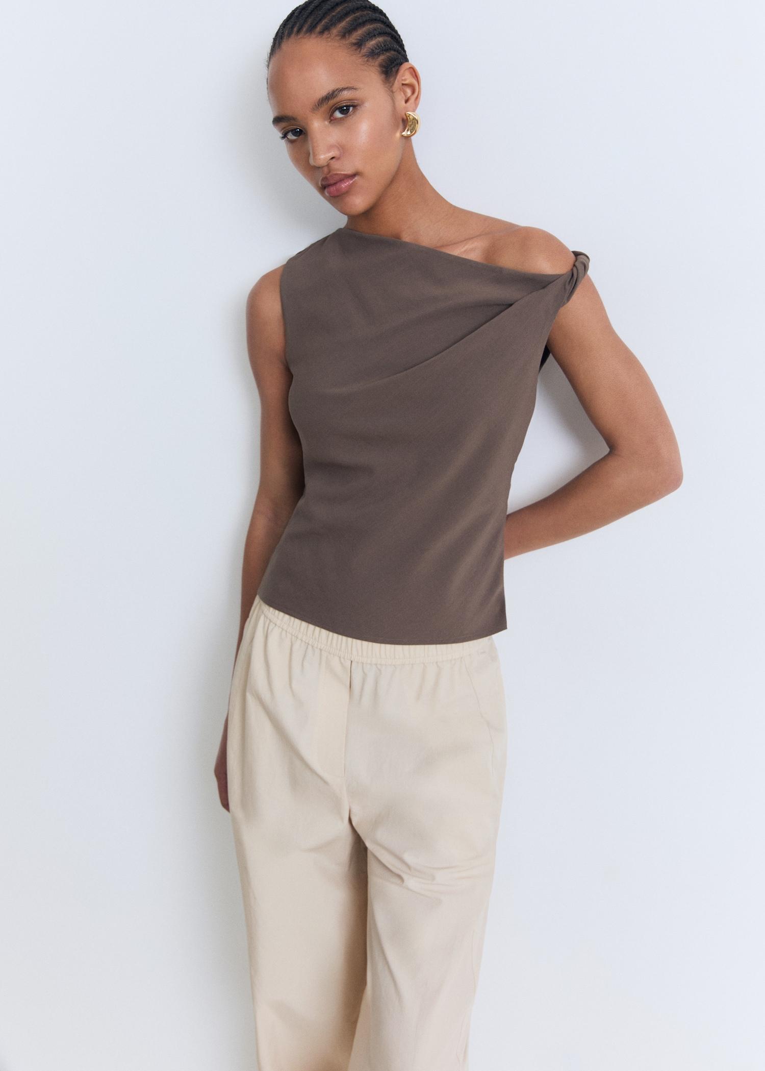 Paper bag cotton pants - Women | MANGO USA Product Image