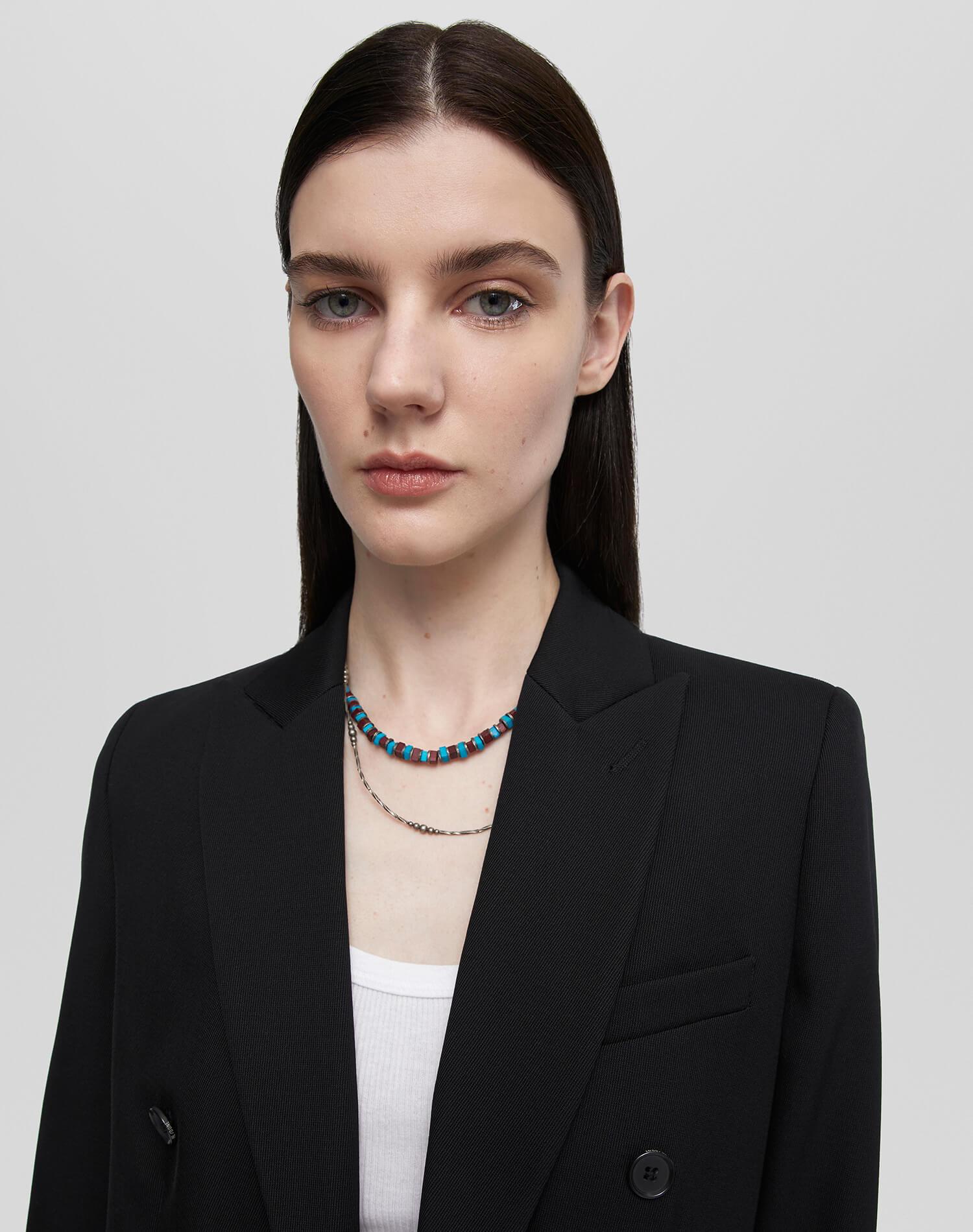 Double Breasted Long Blazer - Black Product Image