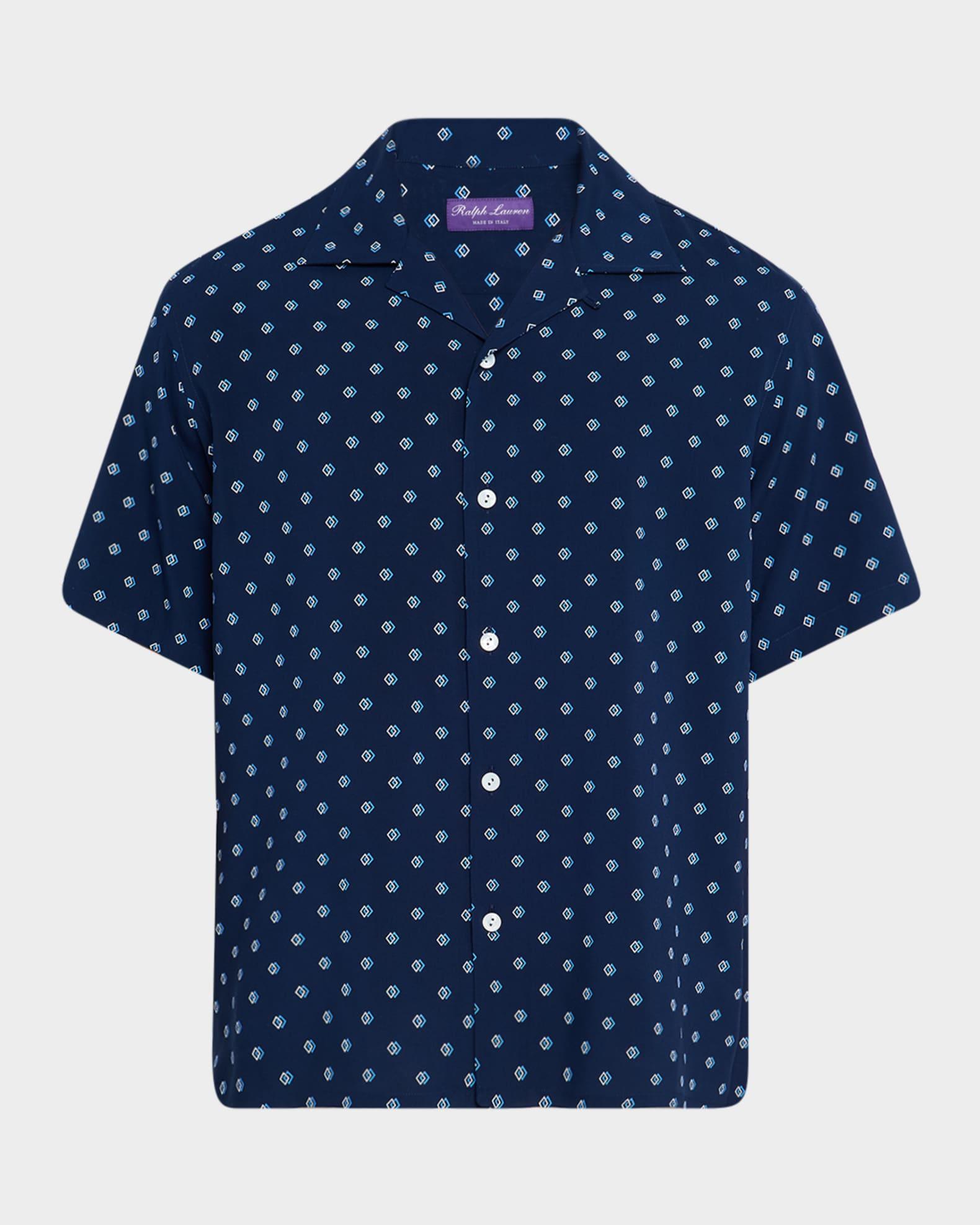 Men's Geometric-Print Camp Shirt Product Image
