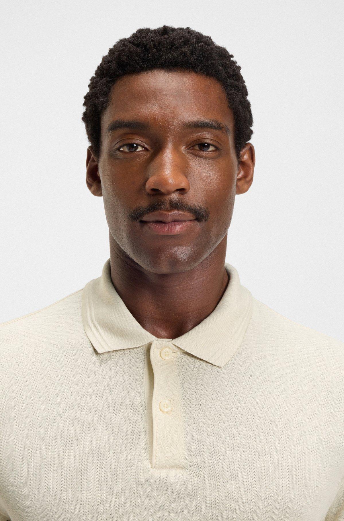 Cotton polo shirt with herringbone structure Product Image