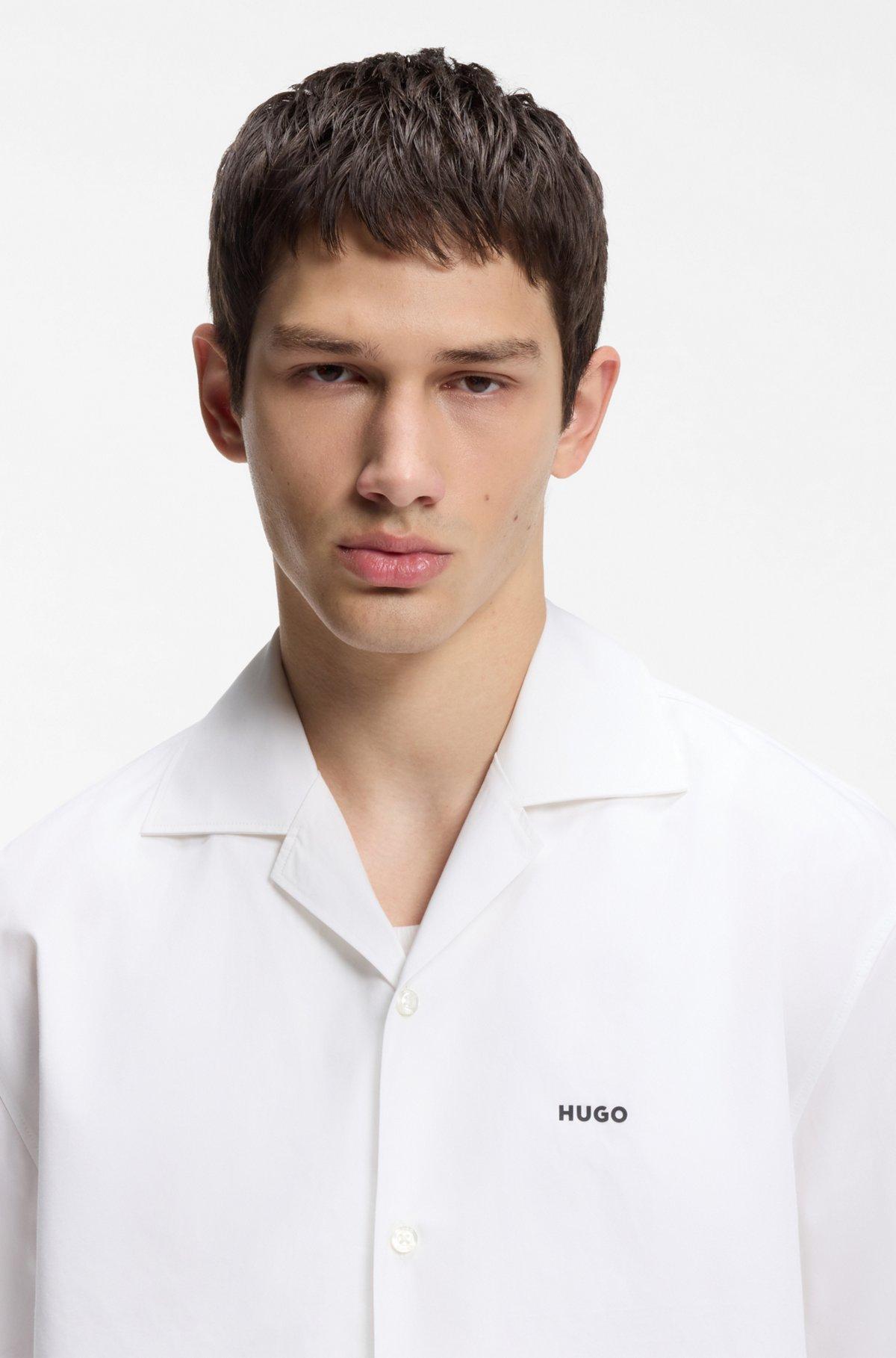 Oversized-fit shirt in paper-touch cotton Product Image