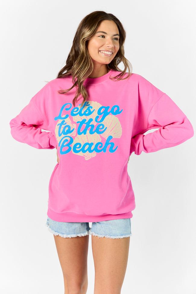 Let's Go To The Beach Pink Graphic Sweatshirt Product Image