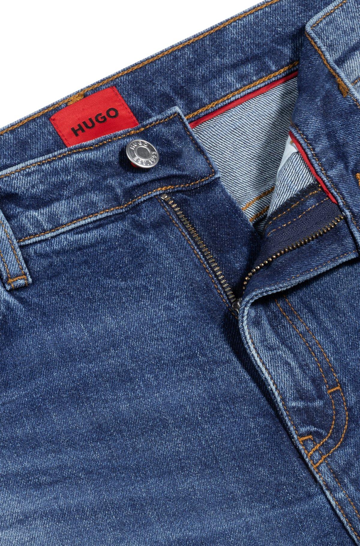 Slim-fit jeans in dark-blue comfort-stretch denim Product Image